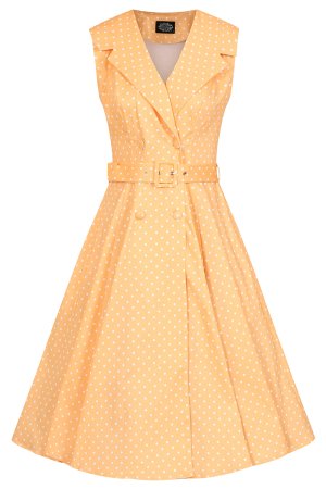 Hannah Polka Dot Swing Dress in Light Orange